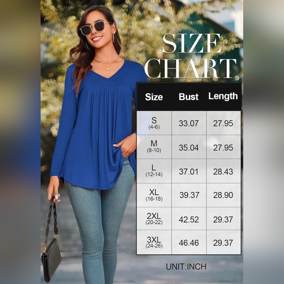 Royal Blue Pleated V-Neck Tunic Top - Size Small - NWT - Picture 4 of 12